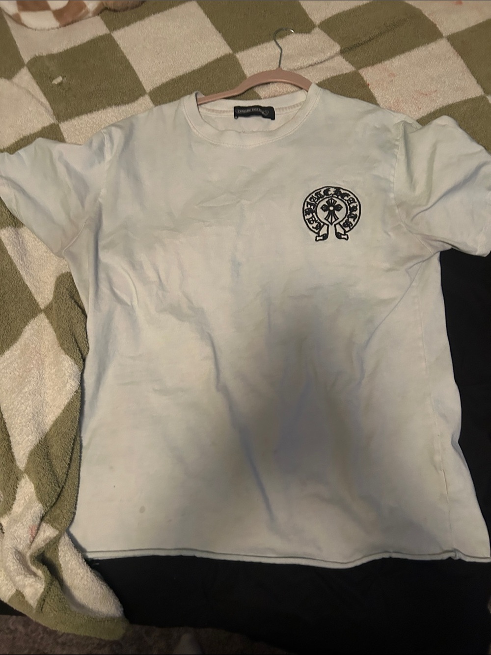 Chrome Hearts Light Blue Kids Short Sleeve Tee with Black Logo